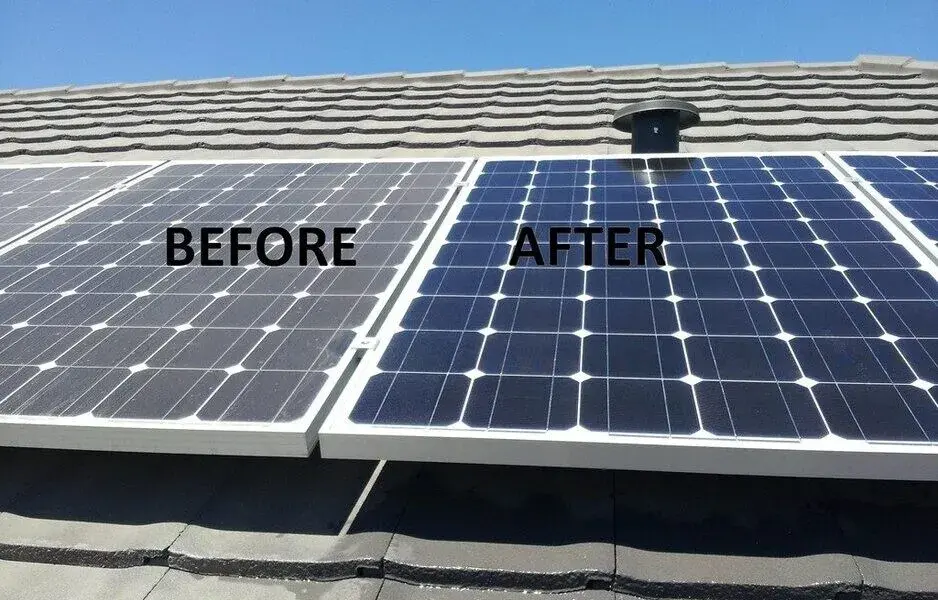 Solar Panel After-Before Cleaning Image